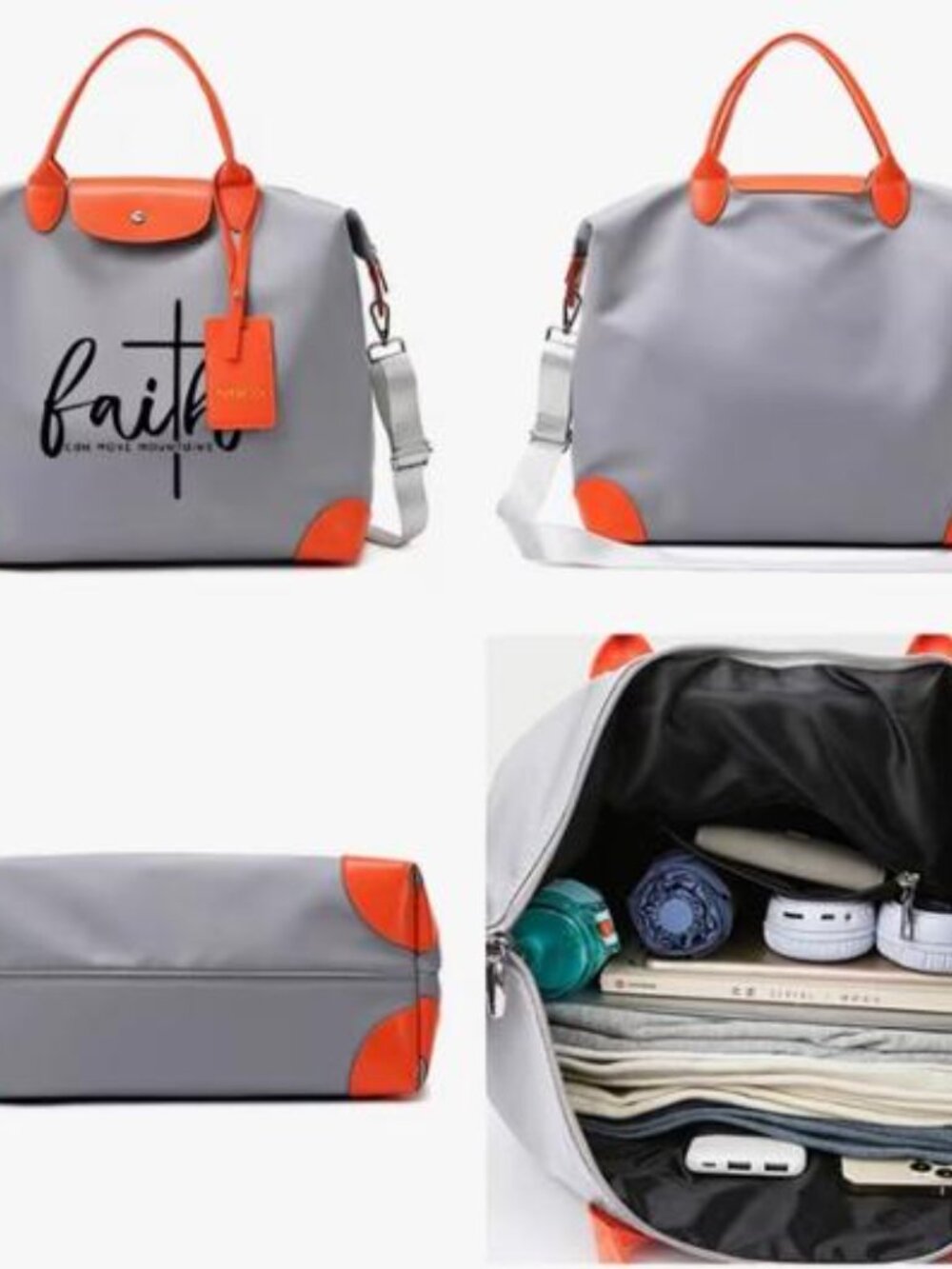 NWT- FAITH COLLECTION - Cenge Large Capacity Commuter Tote Bag - ORANGE - Picture 4 of 5